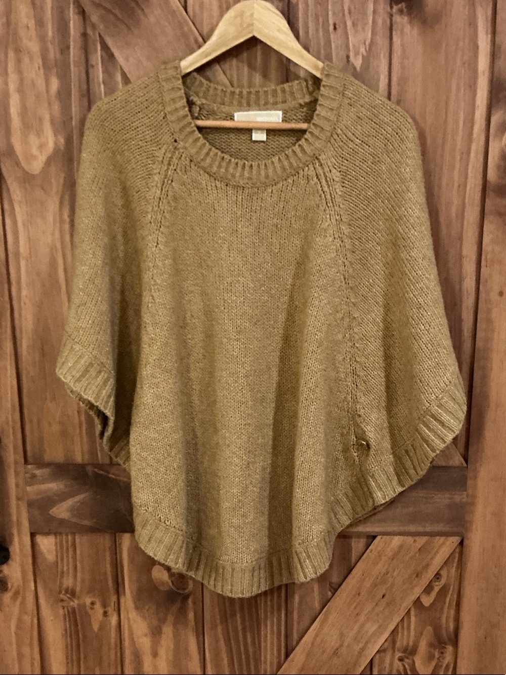 Michael Kors Olive/tan  Knit Poncho Sweater